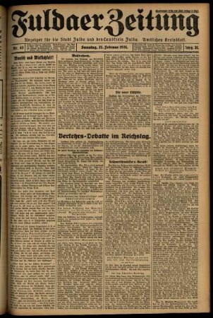 Ausgabe vom Samstag, den 21. Februar 1931.