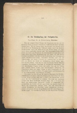 12. Zur Bekämpfung der Fehlgeburten.
