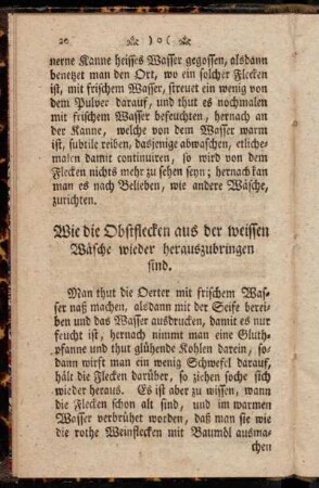 Wie die Obstflecken aus der weissen Wäsche wieder herauszubringen sind.