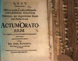 Commentatione de historia practica recte instituenda