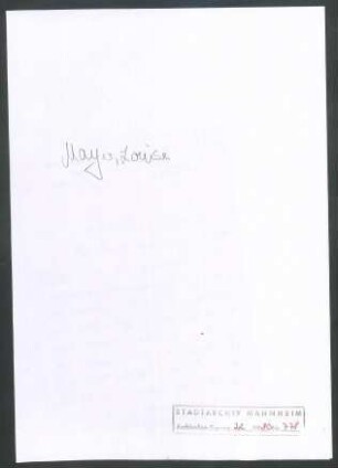 Mayer, Louise, Mannheim, an Wichert