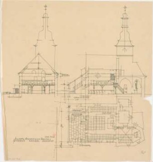 Döllgast, Hans; Bernstein; Ev. Pfarrkirche - Schnitte; Grundriss