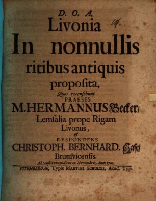 Livonia in nonnullis ritibus antiquis proposita