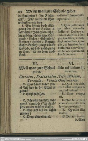 VI. Wen[n] man zur Schul gehet