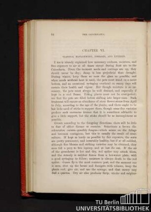 Chapter VI. Seasonal management, diseases, and enemies.