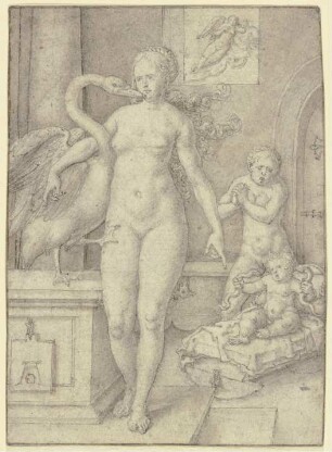 Herkules tötet die Schlangen; Leda mit dem Schwan