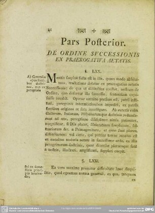 Pars Posterior, De Ordine Successionis Ex Praerogativa Aetatis