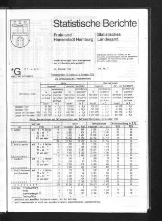 Fremdenverkehr in Hamburg im Dezember 1976 : Lfd. Nr. 7
