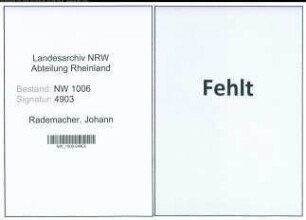 Entnazifizierung Johann Rademacher , geb. 00.00.0000 (Landwirt)