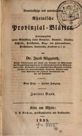 Gemeinnützige und unterhaltende rheinische Provinzial-Blätter, 2. 1835, Nr. 2