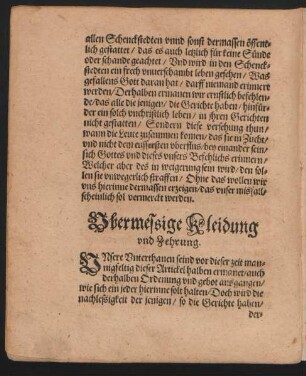 Ubermessige Kleidung und Zehrung.