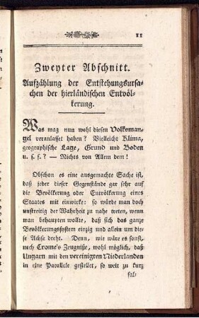 Zweyter Abschnitt. Aufzählung der Entstehungsursachen der hierländischen Entvölkerung