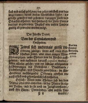 Der Fünffte Punct. Von der Copulation und Hochzeiten