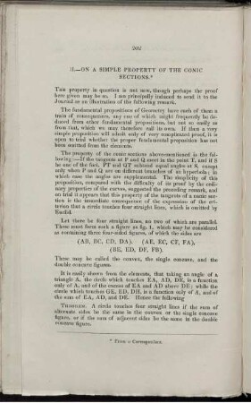II. - On a simple property of the conic sections.