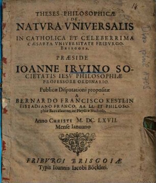Theses Philosophicae De Natvra Vniversalis