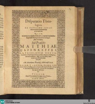 Disputatio theologica de baptismo infantum ex infidelibus parentibus procreatorum