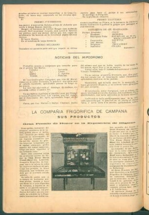 La Compañía Frigorífica de Campana - sus productos : Gran Premio de Honor en la Exposición de Higiene