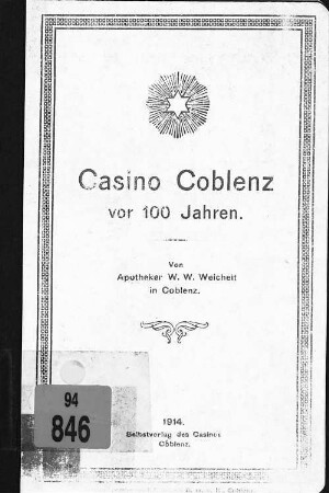 Casino Coblenz vor 100 Jahren