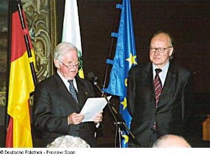 Verleihung des Verdienstordens des Freistaates Sachsen durch Ministerpräsident Kurt Biedenkopf an Prof. Klaus G. Saur (München)