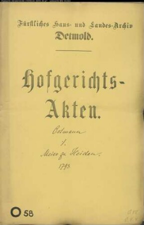 Ostmann, Johann Bernd zu Heiden gegen Meier zu Heiden - Schuldforderung