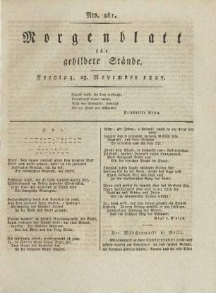 1827: Nro. 281 - Nro. 287