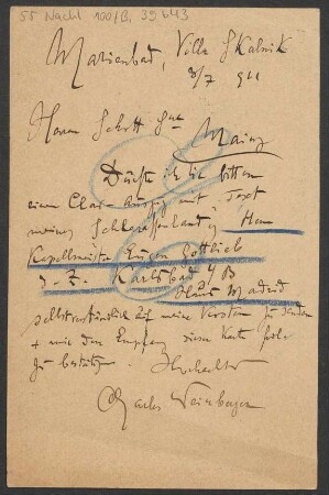 Brief an B. Schott's Söhne : 03.07.1911