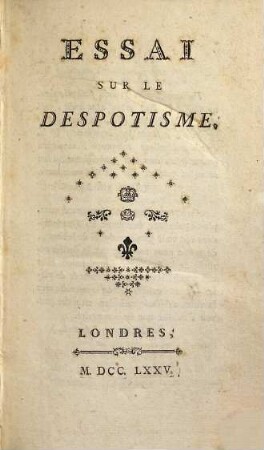 Essai sur le despotisme