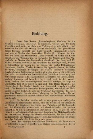 Westfälische Grammatik : Die Laute u. Flexionen d. Ravensbergischen Mundart. Mit e. Wörterbuche