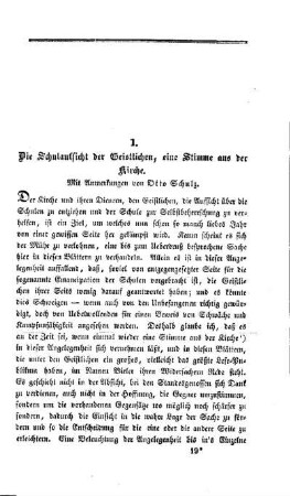 Die Schulaufsicht der Geistlichen, eine Stimme aus der Kirche