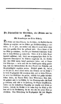 Die Schulaufsicht der Geistlichen, eine Stimme aus der Kirche