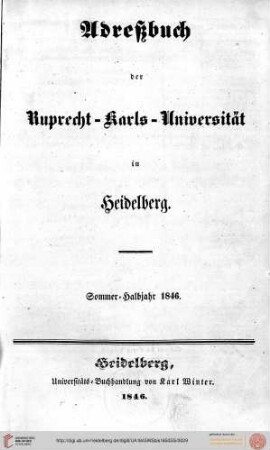 Sommersemester 1846