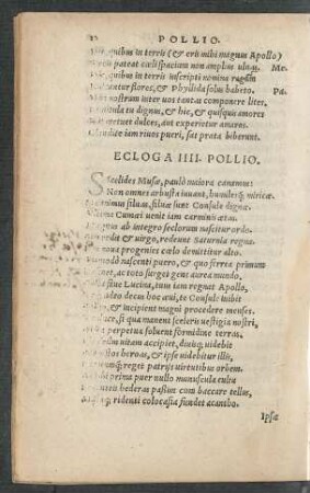 Ecloga IIII. Pollio.