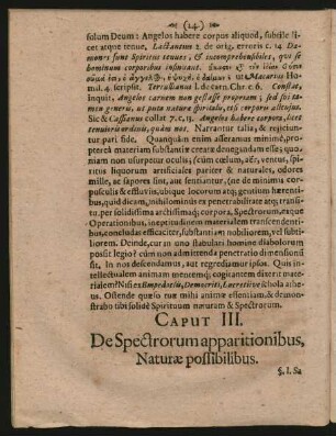 Caput III. De Spectrorum apparitionibus, Naturae possibilibus.