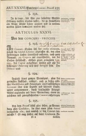 Articulus XXXVI. Von dem Concurs-Process.