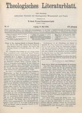 161-162 [Rezension] The Annual of the American Schools of Oriental Research ; Vol. XVI