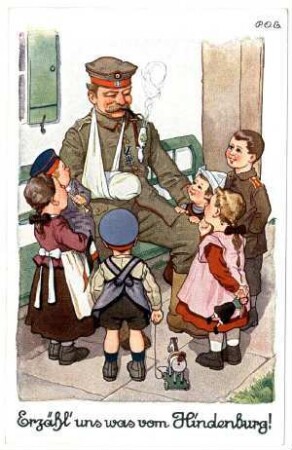 Kriegspostkarte Nr. 48, "Erzähl' und was vom Hindenburg!"