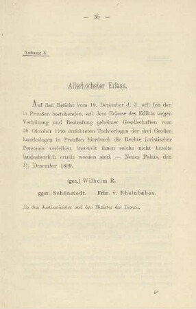 Anhang 3. Allerhöchster Erlass