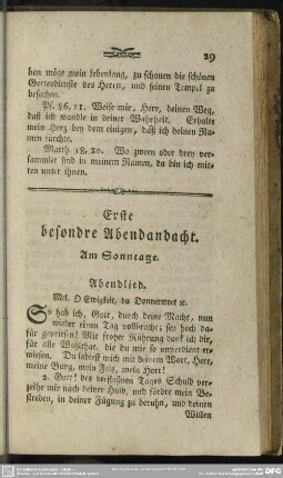 Erste besondre Abendandacht