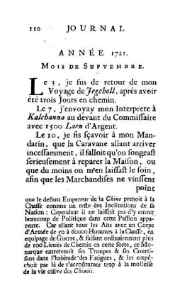 Année 1721. Mois de Septembre