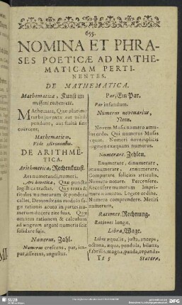 Nomina Et Phrases Et Nomina Poeticae Ad Mathematicam Pertinentia
