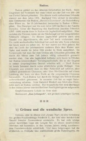 b) Grünau und die wendische Spree
