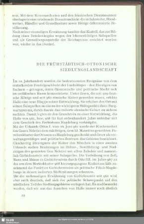 Die Frühstädtisch-Ottonische Siedlungslandschaft