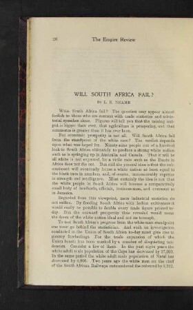 Will South Africa Fail?