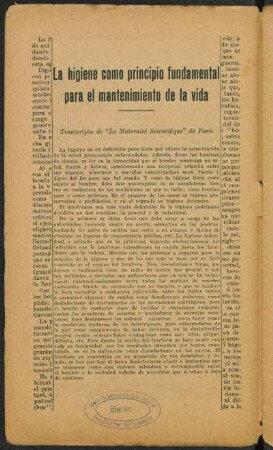 La higiene como principio fundamental para el mantenimiento de la vida
