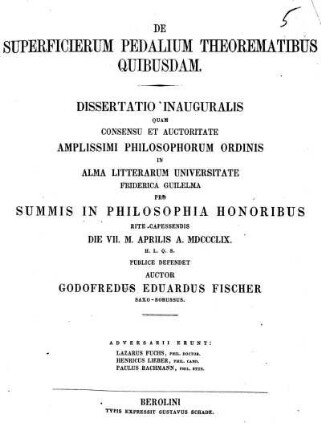 De superficierum pedalium theorematibus quibusdam