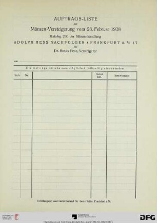 Auftragsliste