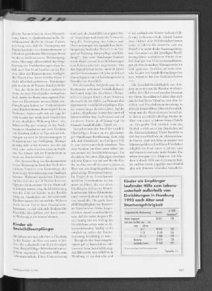Kinder als Empfänger laufender Hilfe zum Lebensunterhalt außerhalb von Einrichtungen in Hamburg 1993 nach Alter und Staatsangehörigkeit