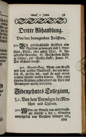 Dritte Abhandlung. Von den bewegenden Kräfften.