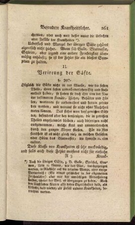 II. Verirrung der Säfte