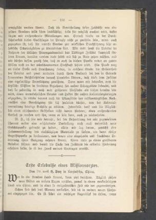 Erste Erlebnisse eines Missionsarztes